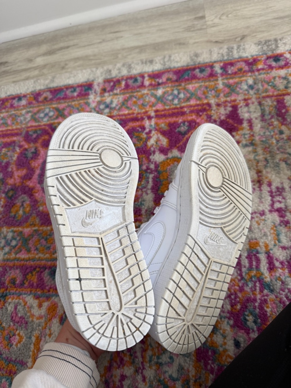 Air Jordan 1 Low Triple White Leather Sneakers - Picture 5 of 8